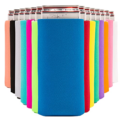 Slim Neoprene Can Coolie with Solid Bottom with Logo 