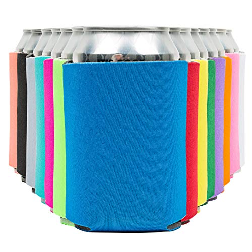 Blank Beer Can Coolers Sleeves (14-Pack) Soft Insulated Beer Can Cooler Sleeves - HTV Friendly Plain Can Sleeves for Soda, Beer & Water Bottles - Blanks for Vinyl Projects Wedding Favors & Gifts