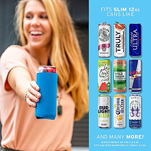 KOOZIE Premium Neoprene Slim Can Cooler Sleeves for Tall Skinny Can Coolers  like White Claw, Truly, Seltzer, Red Bull (5 Pack) 